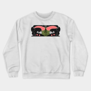 Girl profile with pink hat Crewneck Sweatshirt